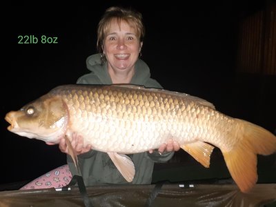 Leigh-Ann Campion with her new PB, a spawned out Common of 22-08