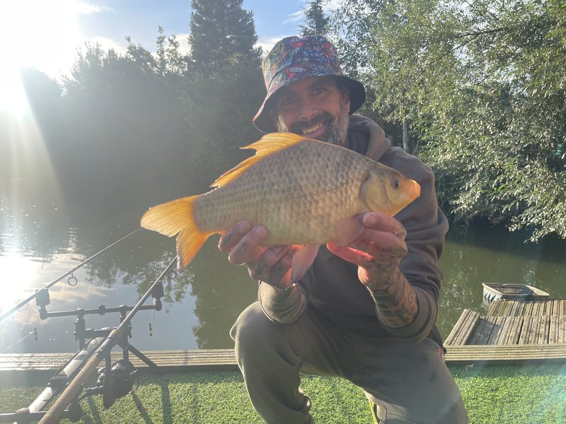 Craig with a cracking Crucian of 2lb+ from Cherry Mere