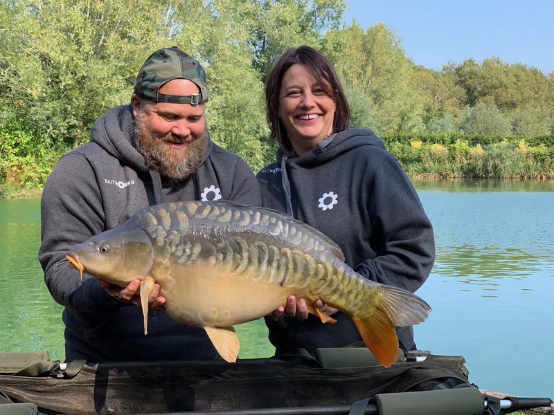 Jamie and Michelle Green with a 22lb Cherry Mere Mirror