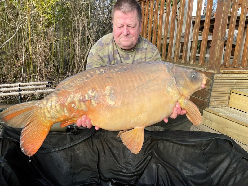 Lee Pearce with our biggest Ghost Mirror at 40-06 caught in February 23