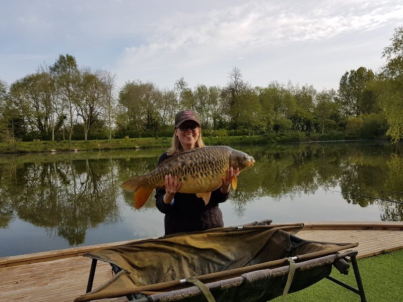 Sarah Scrase with her PB 21-02 Mirror Carp from Cherry Springs